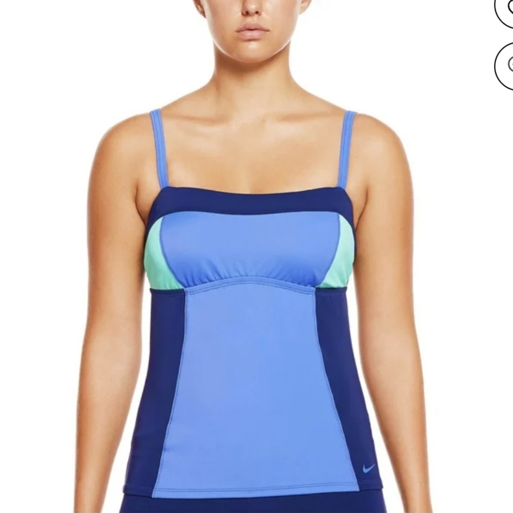 Nike Blue Color Block Surge Tankini Swimwear Top